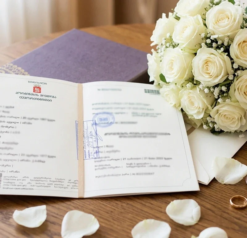 Georgian marriage certificate issued in Tbilisi to foreign nationals