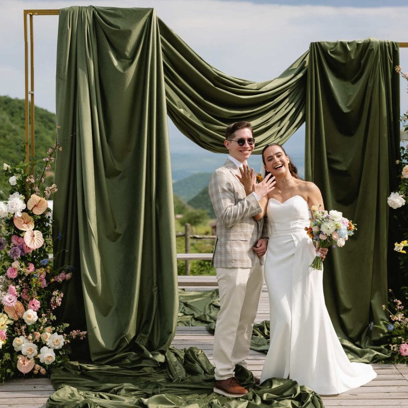 Outdoor wedding ceremony on a pier in Georgia with 20 guests