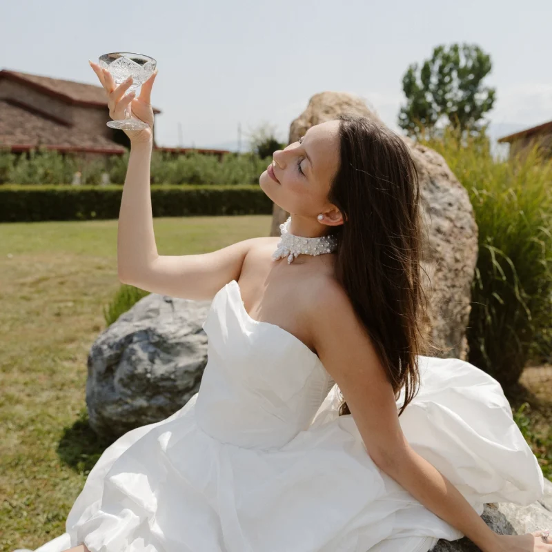 Outdoor marriage registration at Chateau Artwine in Kakheti